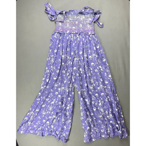 Free people Color My World Wide-Leg Jumpsuit XS Womans Lilac Purple Floral Print - Picture 6 of 8